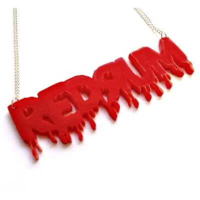 REDRUM NECKLACE 3.25" Red Acrylic Pendant The Shining Inspired Horror Halloween - Image 1 of 4
