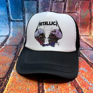 Metallica Skulls Retro Inspired Logo Mens Trucker Hat Black Heavy Metal Cap - Picture 1 of 3