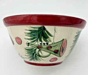 Gail Pittman Music & Boughs Serving Bowl 8.75” X 4.5” Burgundy Pink & Green 1997 - Picture 1 of 9
