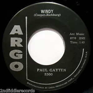 PAUL GAYTEN-Windy & Tickle Toe-Instrumental Soul 45-ARGO #5300 - Foto 1 di 2
