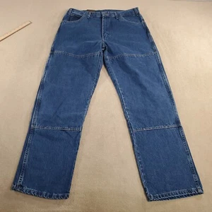 Dickies Jeans Mens 36x32 Blue Double Knee Carpenter 6 Pocket Work Wear Dark Wash - Picture 1 of 10