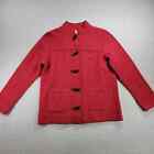 Ruby Rd Womens Jacket Size S Red Wool Patch Pockets Chinese Traditional Style