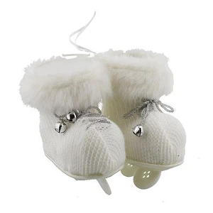 Paar weiße flauschige Schlittschuhe Stiefel hängend Christbaumschmuck XM1024 - Bild 1 von 1