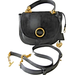 Borsa a tracolla Michael Kors MK in pelle/camoscio nero - Foto 1 di 9