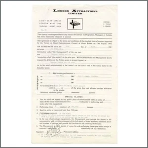 Desmond Dekker London Attractions Ltd 1969 Signed Performance Contract (UK) - Picture 1 of 1