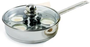 Versatile 10” Stainless Steel Egg Poacher with Glass Lid and Stay-Cool Handle - Picture 1 of 8