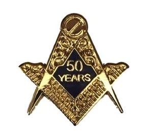 Masonic 50 Years a Mason Enamel Lapel Pin Badge with Gift Pouch - Picture 1 of 2