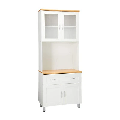 Hodedah HIK92 Kitchen China Cabinet with Transparent Doors and 4 Shelves, White - Image 1 of 4