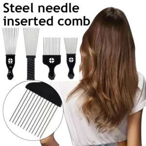 African Hairdressing Afro American Metal Pick Comb Comb Brush Profession Hair ✲ - Picture 1 of 16