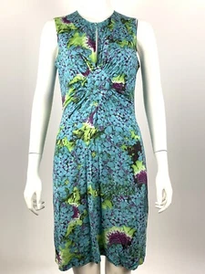 ROBERTO CAVALLI CLASS Dress US 10 IT 44 UK 12 Green Aqua Floral Stretch D2 - Picture 1 of 5