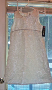 Cherokee White with Silver Brocade Dressy Dress Girls Size 12 NWT - Picture 1 of 10