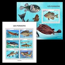 Fishes MNH Stamps 2023 Central African Republic M/S + S/S