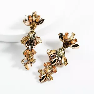 Statement Bronze Rhinestone Earring - Picture 1 of 2