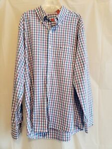 IZOD Mens Collared Checkered Multicolor Long Sleeve Button Up Shirt Size Large