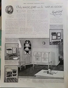 American Gas Magic Chef Serie 500 und 700 Küchenofen Herd Vintage Werbung 1931 - Bild 1 von 1