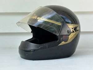 Vintage Kiwi K14 Black Gold Full Face Motorcycle Helmet With Shield ORIGINAL XL - Picture 1 of 9