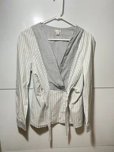 ANTHROPOLOGIE ODILLE Multi Color Women’s Tie V Neck Long Sleeve Blouse Size 8 - Picture 1 of 9