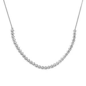 Round Cut Diamond Statement Necklace 14K White Gold 2.00Cttw - Picture 1 of 6