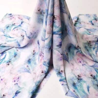 1 yard X 1.4 meter Elegant Painting Viscose Fabric For Gown Soft Cotton Poplin - Image 1 of 4