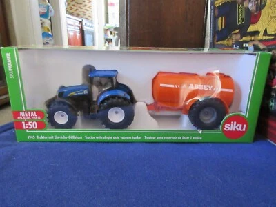 1:50 Siku 1945 New Holland T7070 Tractor and Abbey Single Axle Vacuum Tanker - Image 1 of 4