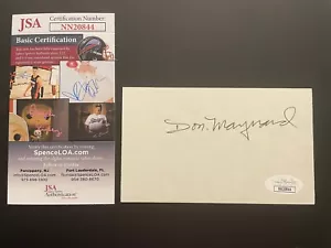 Don Maynard Signed Index Card New York Jets Football Hall of Fame JSA Auth - Picture 1 of 3