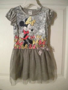 Girls Disney Minnie Mouse Grey Tulle Dress - Size 4 - Picture 1 of 2