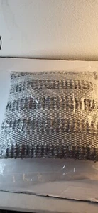 Mina Victory Life Styles Woven Dot Stripes Light Grey 18" X 18" Throw Pillow - Picture 1 of 3