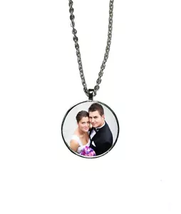 PERSONALISED Round Necklace Pendant Great Gift photo picture CUSTOM PRINTED - Picture 1 of 2