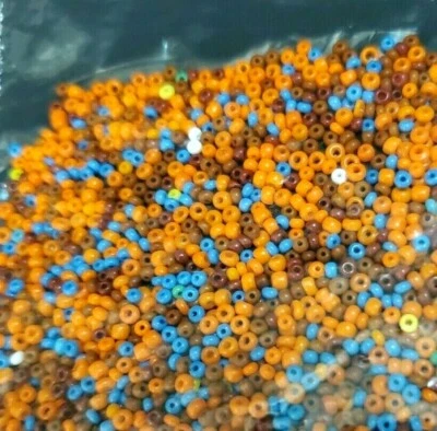Cuentas de semillas de vidrio rojo, naranja, azul de 4 mm 3 OZ / 85 GM Foto 1 de 4