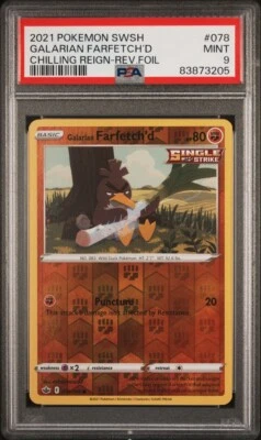 2021 Pokémon SWSH Galarian Farfetch'd Chilling Reign R-Foil Card #078 PSA Mint 9 - Image 1 of 2