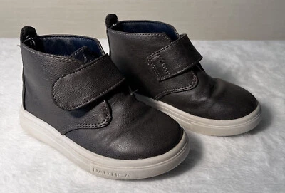 Nautica Kids Boys Ankle Boots Size 7 Brown Hook Loop Slip On Logo - Image 1 of 4