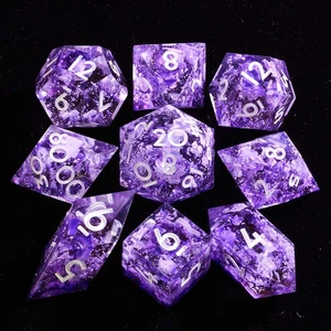 Set 9 Dadi Poliedrici DnD Nebulosa Viola Osmosi per Dungeons Dragons RPG - Foto 1 di 5
