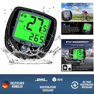 Fahrradcomputer kabellos   mit 19 Funktionen inklusive Sensor und Batterien - Bild 1 von 4