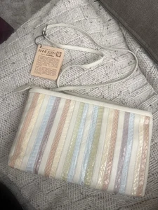 Vintage Anne Klein Calderon Striped Pastel Multicolor Snakeskin Purse NWT - Picture 1 of 5