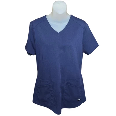 Greys Anatomy Womens Medical Scrub Top Size M Emma Style Nurse Lab Navy Stretch - Image 1 of 4