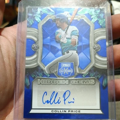 2023 Panini Elite Extra Edition Hidden Gems Collin Price #HG-CPC Blue Auto  - Image 1 of 4