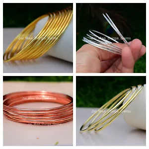 Round Wire Bangle Pcs Set Lot in Copper Brass & Silver Micro Women Bracelets P70 - Picture 1 of 14