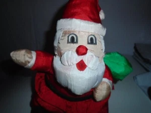 Papá Noel con su saco peluche hecho de tela tipo paracaídas vintage 1992 Navidad - Imagen 1 de 3