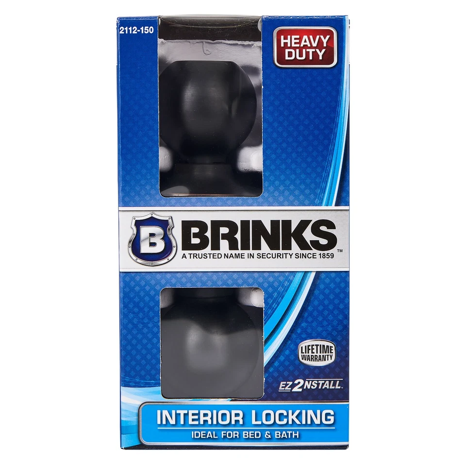 Brinks 2112-109 Interior Locking Ball Door Knob Bedroom and Bath Antique Brass