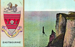 Postal de Sussex C1910 Eastbourne cromo litografía ciudad cresta cabeza de playa - Imagen 1 de 3