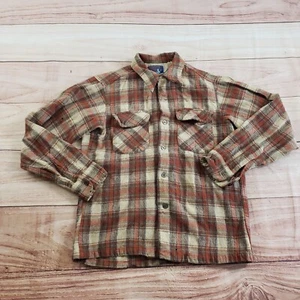 VINTAGE Pendleton Shirt Mens Medium Brown Orange Button Up Flannel Wool Adult * - Picture 1 of 15