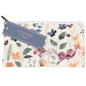 Floral Pencil Case Wild Bloom Flowers Stationery Make Up Accessory Canvas Bag - Picture 1 of 1