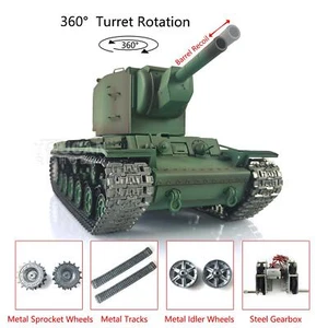 Henglong 1/16 7.0 Soviet KV-2 RTR RC Tank 3949 Model 360° Turret Barrel Recoil - Picture 1 of 11