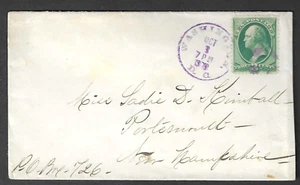Washington, D.C., VIOLET postmark on 1878 cover to Sadie Kimball, Portsmouth - Picture 1 of 3