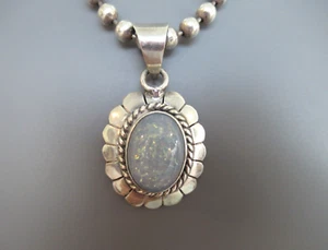 Hecho en MEXICO 925 Sterling Silver Vintage Southwestern Opalescent Pendant - Picture 1 of 8
