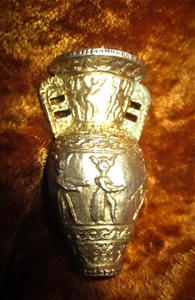 SPILLA URNA EGIZIANA VINTAGE ANNI 50 ARGENTO 800 - EGITTO - Foto 1 di 4