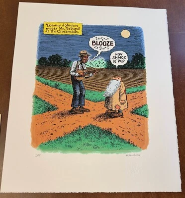 Impresión artística Robert R Crumb Mr. Natural At The Crossroads Robert Johnson S/# 90 certificado de autenticidad Foto 1 de 4