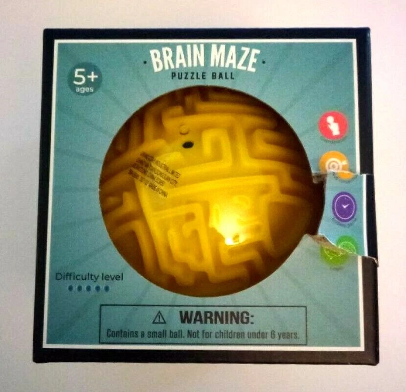 The Original Fun Workshop “BRAIN MAZE” Puzzle Ball Yellow (Box Torn See Photo) - Image 1 of 1