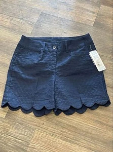 BEACHTIME by Lulu-B Navy Blue Scallop Hem Shorts UPF 50+ With Stay Cool Fabric - Picture 1 of 1