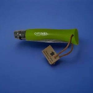 Lime Green Opinel Inox No 08 Flat Blade Wood Handle Folding Pocket Knife - Picture 1 of 3